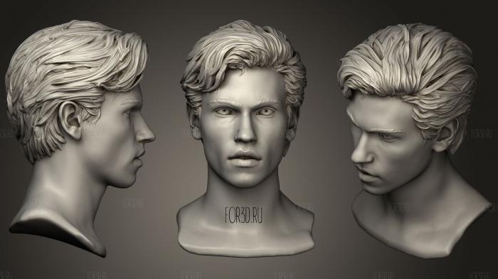 Male Head with Hair stl model for CNC